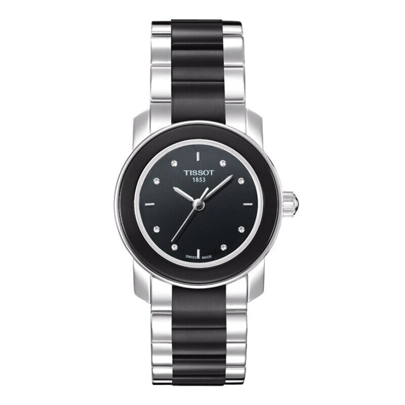 天梭(TISSOT)手表 流行系列石英表 时尚简约陶瓷瑞士女士表