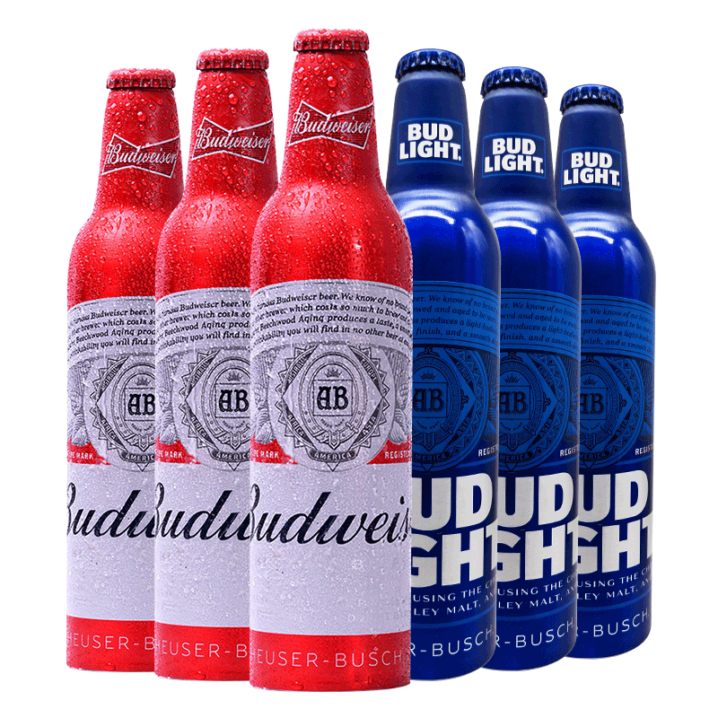 进口百威啤酒473*12瓶 budweiser/百威红色铝瓶budlight百威蓝色瓶