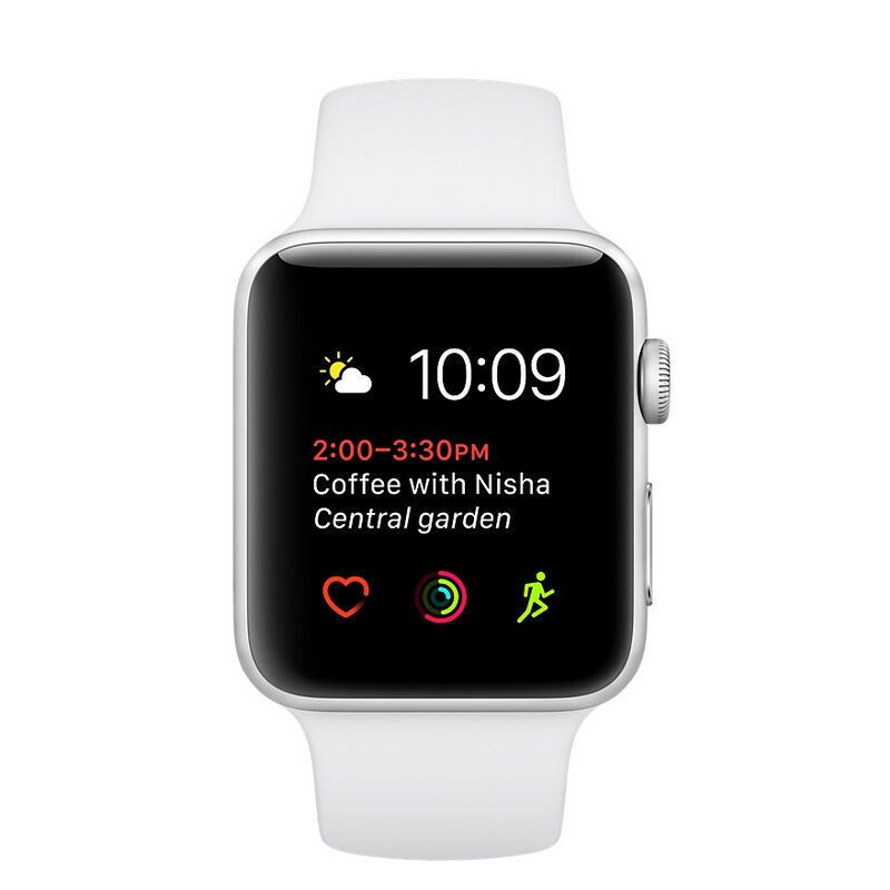 苹果(Apple) Series1 智能手表 苹果手表 42mm 银色表壳配白色运动型表带 [官换]