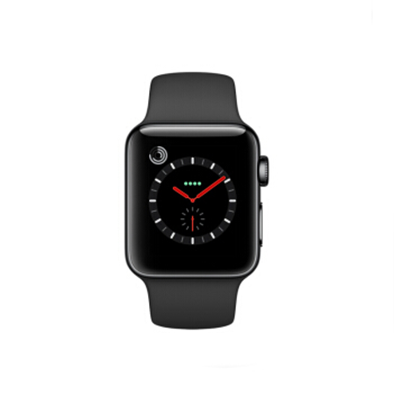 苹果(Apple)Watch Series3智能手表 GPS蜂窝网络款 38mm深空灰铝金属表壳 黑色运动型表带 QF2