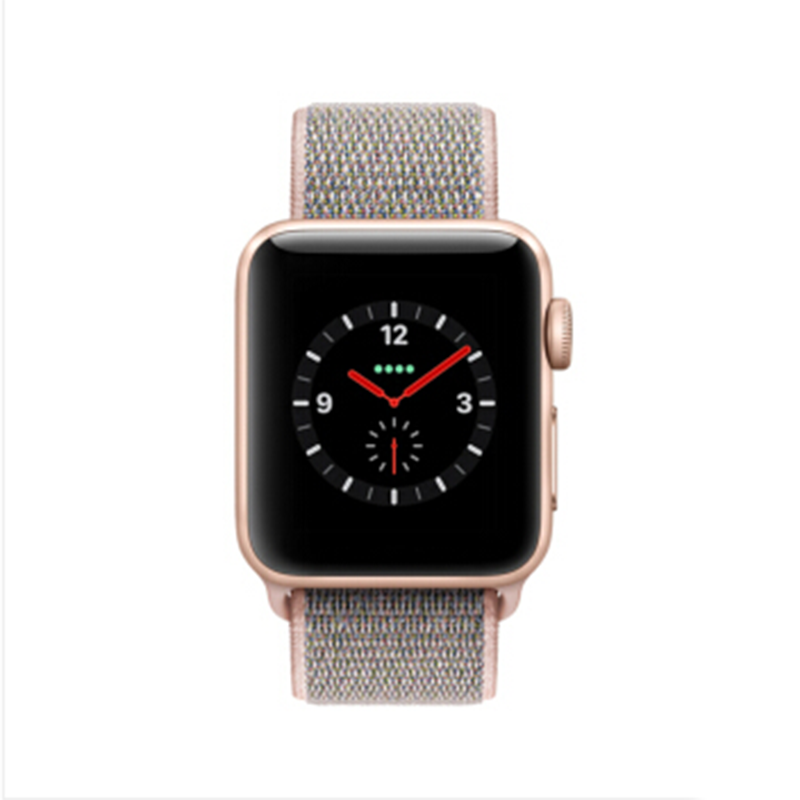 苹果(Apple)Watch Series3智能手表 GPS蜂窝网络款 38mm金色铝金属表壳 粉砂回环式运动表带QK2
