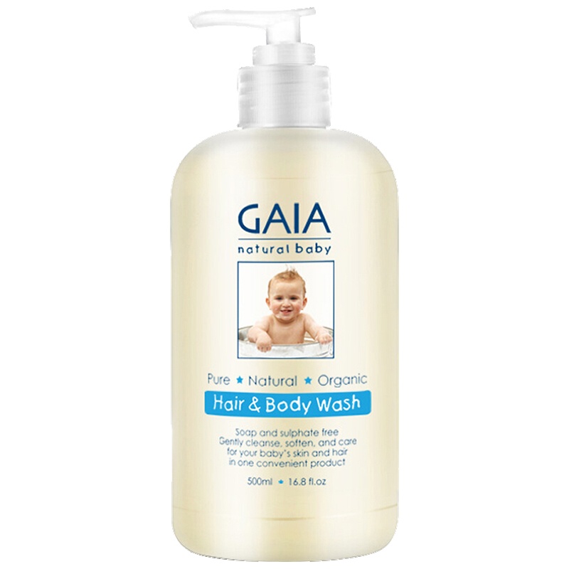 Gaia澳洲进口宝宝儿童婴幼儿保湿有机身体乳沐浴露洗发沐浴二合一GAIA温和不刺激沐浴露500ml有香味