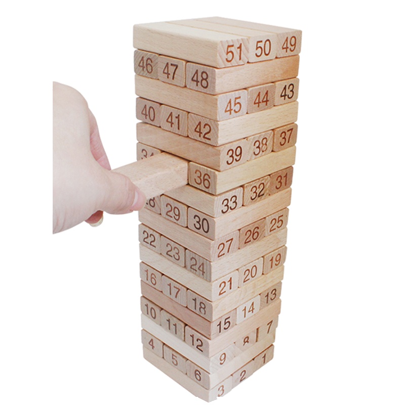 木丸子大号榉木51数字层层叠叠叠乐叠叠高 抽积木桌游儿童成人木质益智玩具