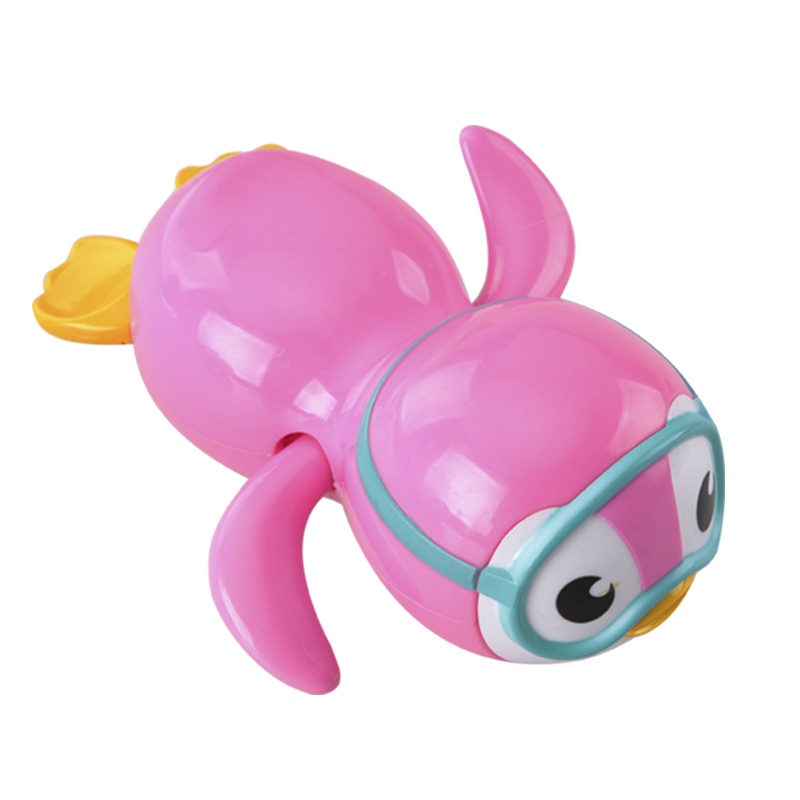 正品保障美国进口满趣健(Munchkin)洗澡玩具自由泳小企鹅宝宝戏水卡通发条玩具 粉红色 水中爬行玩具