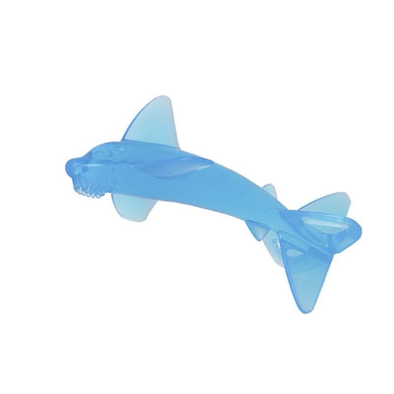 [儿童牙胶]美国进口香蕉宝宝(Baby Banana)安抚奶嘴 鲨鱼牙胶 硅胶磨牙棒玩具带柄 蓝色鲨鱼款