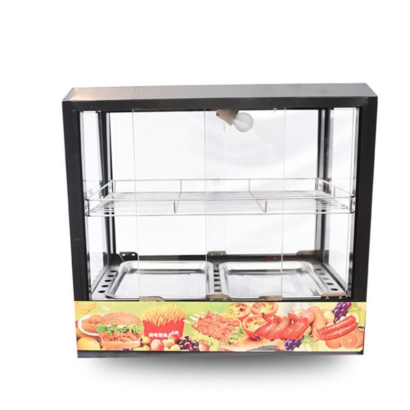 商用台式食品保温柜展示柜熟食蛋挞汉堡电热家用保温箱 方形大型两层(黑红可选97*46*62)