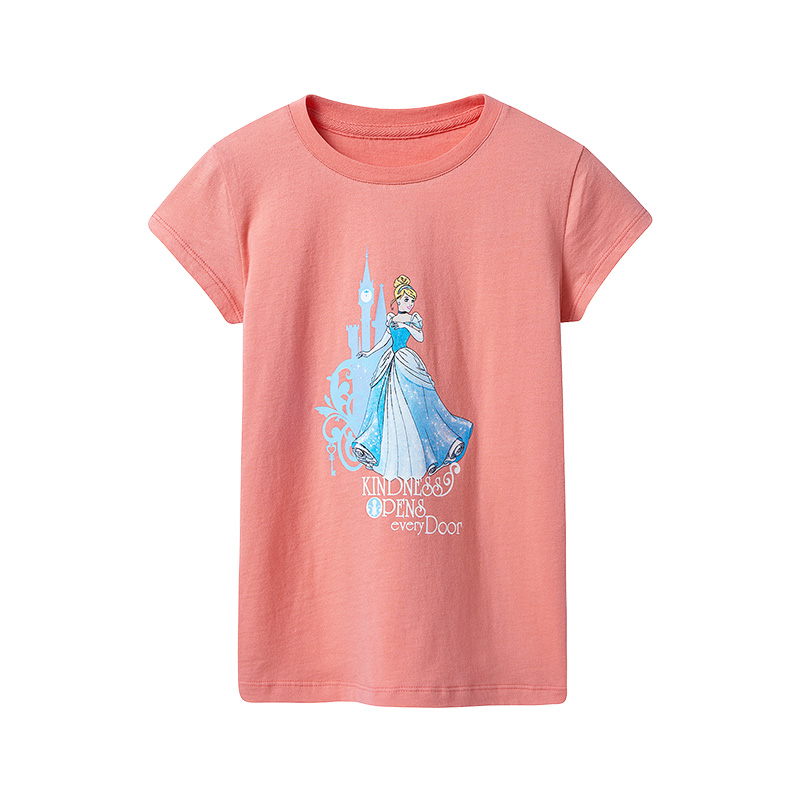 三枪童装 迪士尼公主系列 水柔棉女童儿童圆领短袖衫T恤