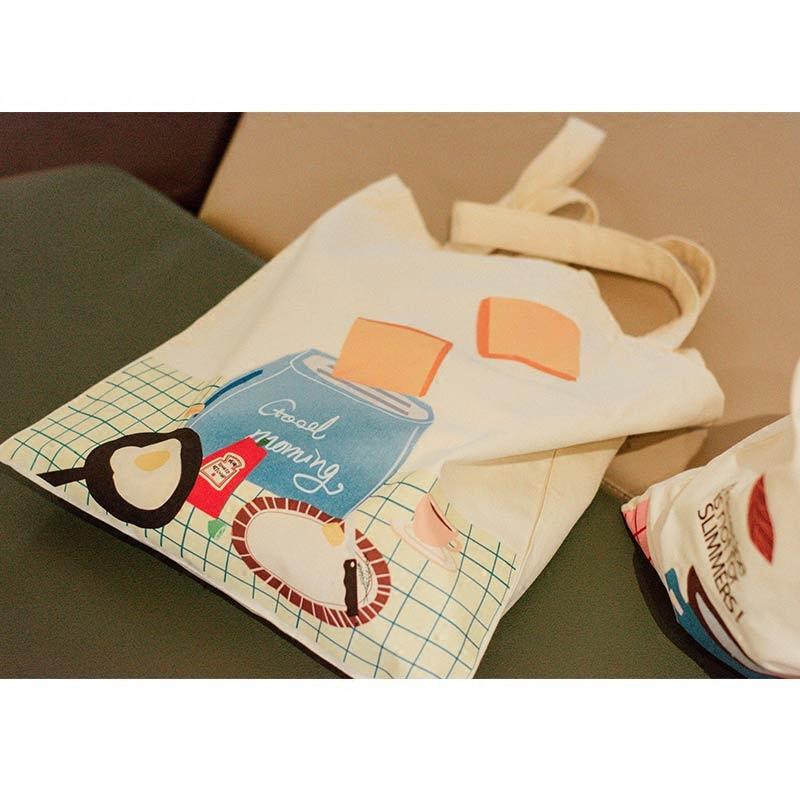 NULL BAG原创单肩帆布包学生卡通日系小清新手提包折叠便携环保袋