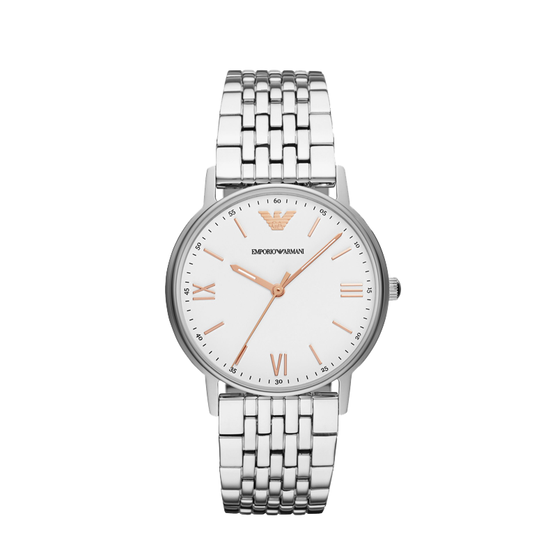 阿玛尼(EMPORIO ARMANI) 手表 经典时尚情侣表 简约薄款钢带情侣腕表 商务石英手表 AR80014