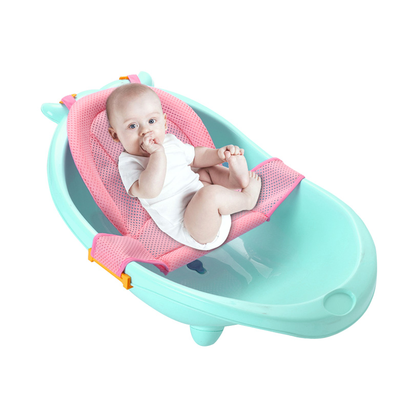婴儿洗澡网兜支架新生儿浴网可坐躺防滑垫宝宝可调节坐垫网床通用