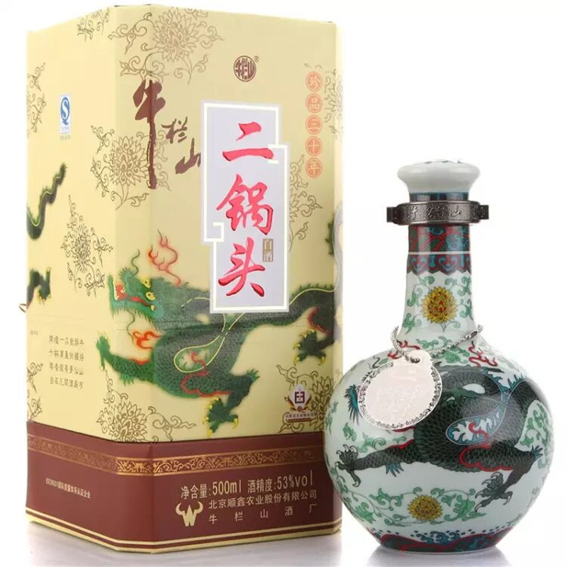 牛栏山二锅头 珍品三十年 53度清香型青龙白酒 500ml*6瓶 整箱装