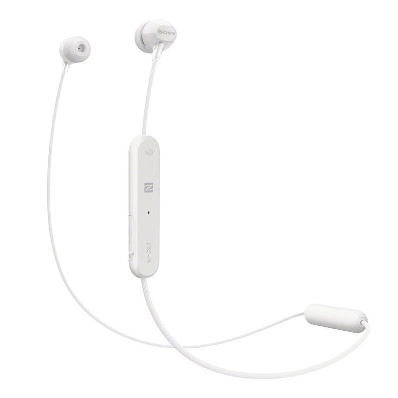 索尼（SONY） WI-C300 入耳式无线蓝牙运动跑步耳机后挂式带麦手机通话线控耳麦 白色
