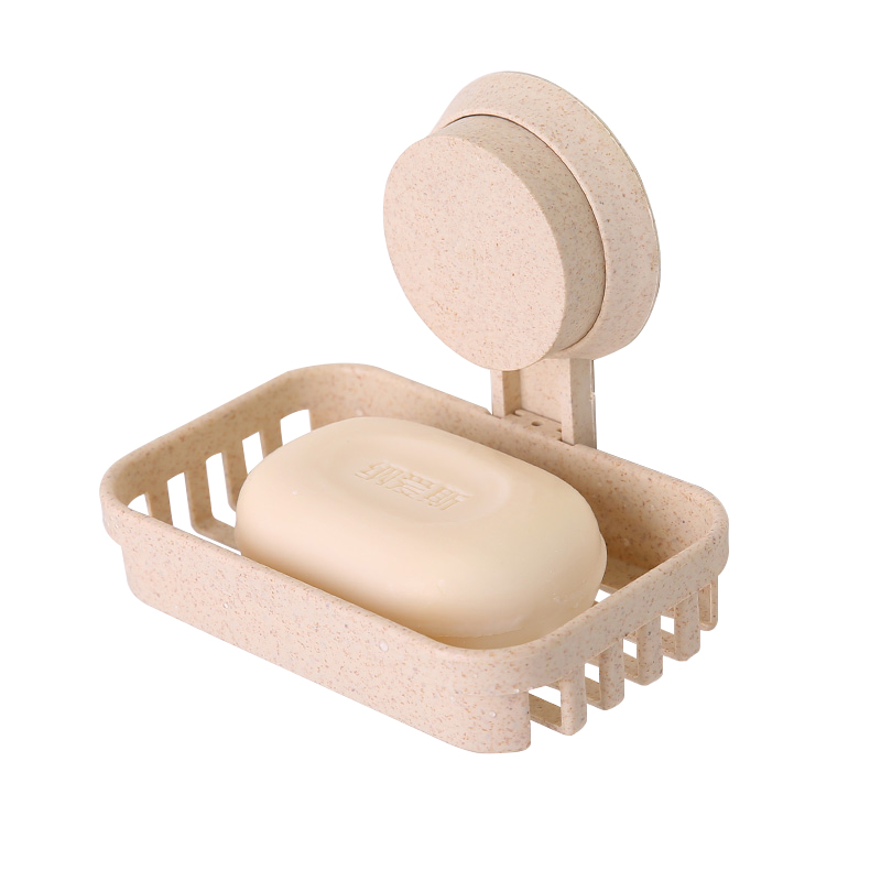 奕辰 小麦单层沥水吸盘式香皂架 免打孔吸壁式卫生间浴室置物架 2个装