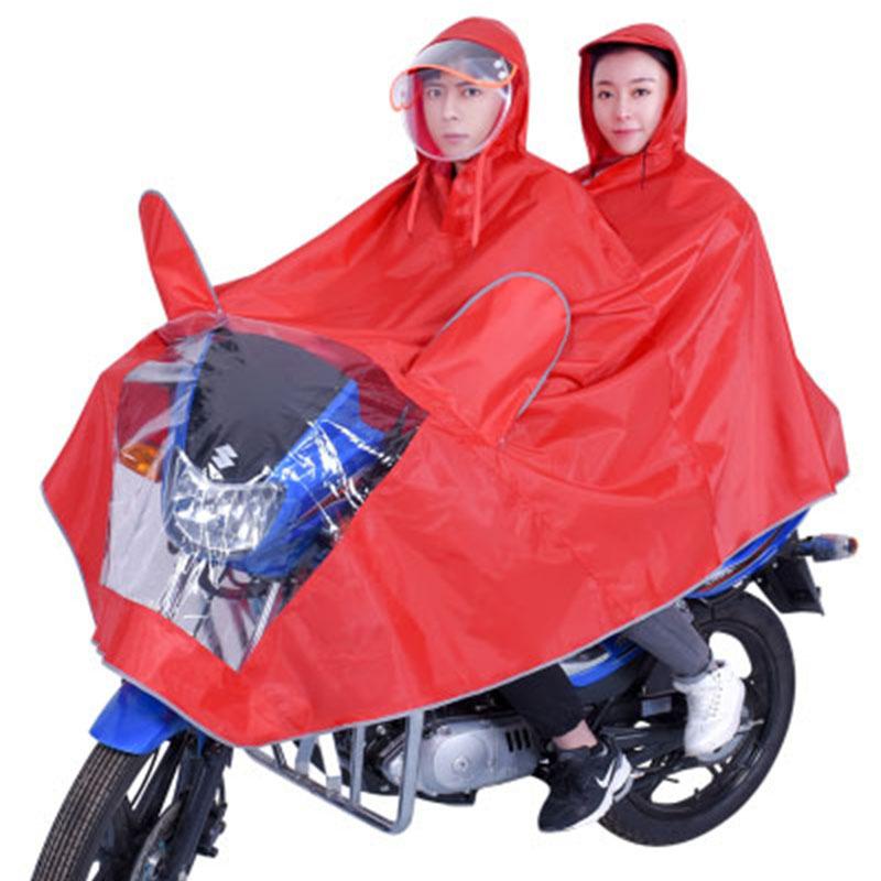 双人雨衣电动车雨披摩托车雨衣加大加厚透明大面罩双人雨披