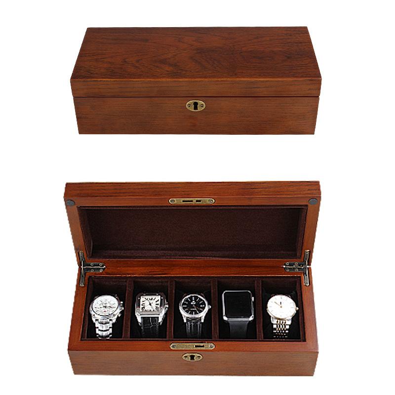 木质手表盒饰品盒首饰收纳盒收藏盒展示储物盒五格收纳箱