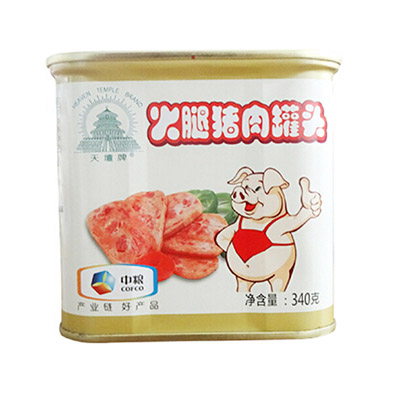中粮 午餐肉罐头 天坛小白猪火腿猪肉罐头 大罐装 340g单罐