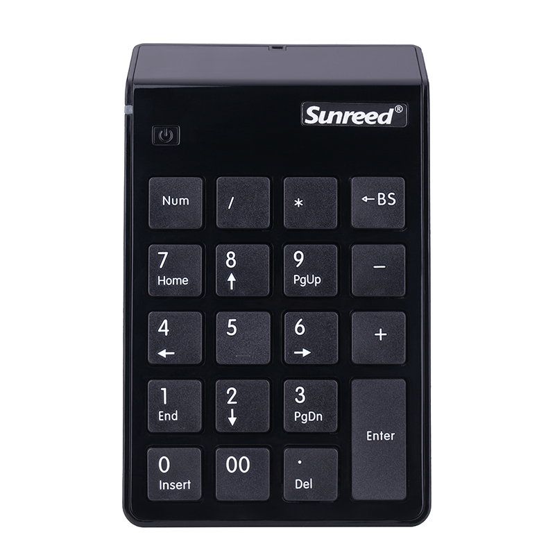 桑瑞得(Sunreed)2.4G无线数字小键盘 财务会计银行用 纤薄苹果风升级版带电源 19键黑色(免切换)
