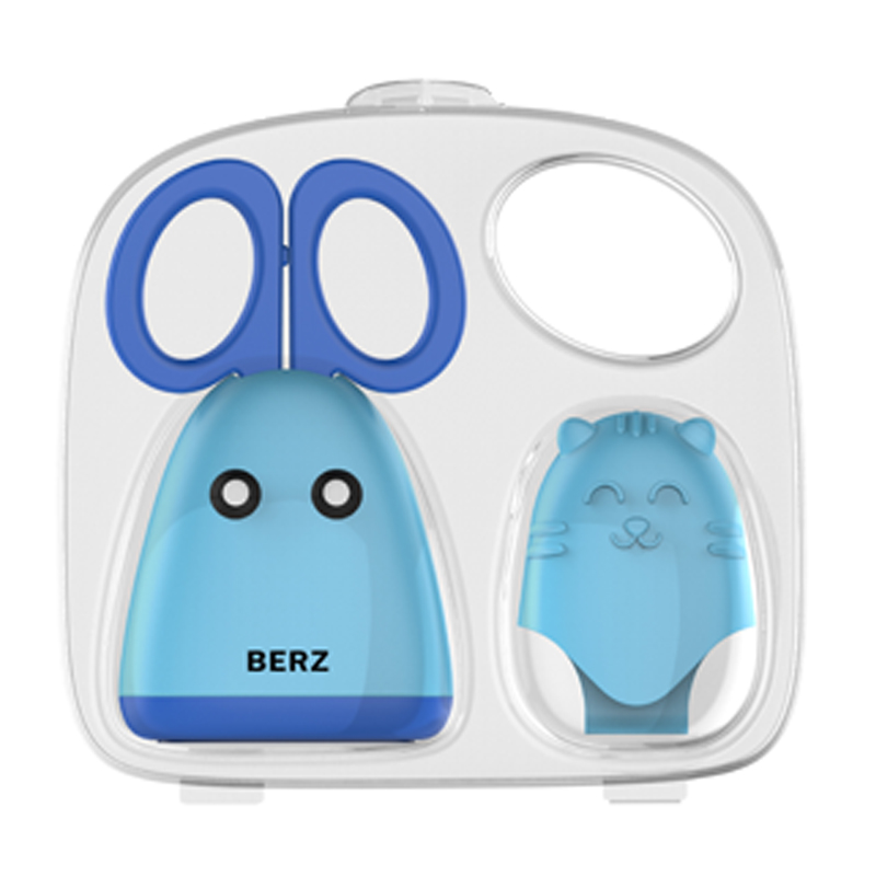 贝氏日常用品 辅食剪刀 宝宝食物剪儿童不锈钢剪子外带便携 蓝色BZ-8701B