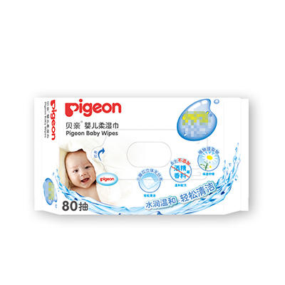 贝亲(Pigeon) 婴儿柔湿巾 宝宝柔湿巾 湿纸巾 宝宝屁屁可用湿巾80抽 KA36