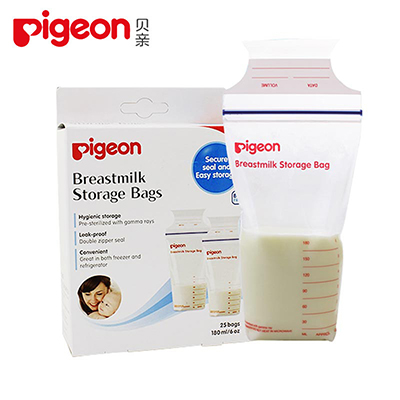 贝亲(Pigeon) 储奶袋 母乳保鲜袋 密封储存袋 一次性母乳保存袋180ml*25片 奶水存储袋16654