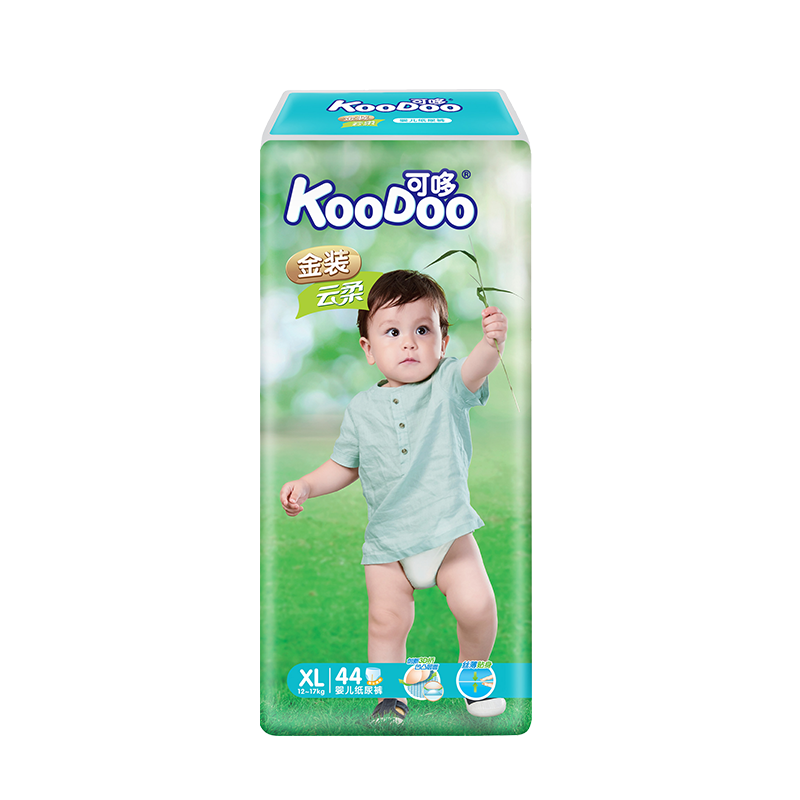 可哆(KooDoo)纸尿裤 金装云柔婴儿尿不湿 加大号XL码44片[12-17kg]