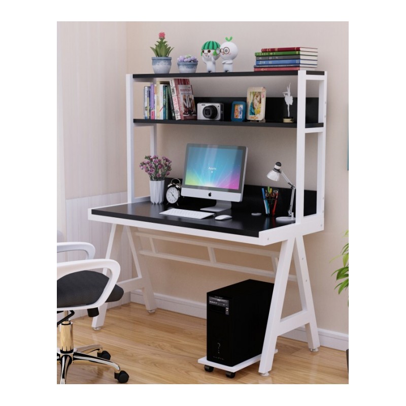 电脑桌电脑台式桌家用带书架书桌组合简约省空间学生写字桌子经济