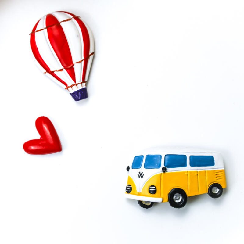 汽车创意磁扣冰箱贴热气球磁贴磁铁卡通可爱早教田园吸铁红色热气球中