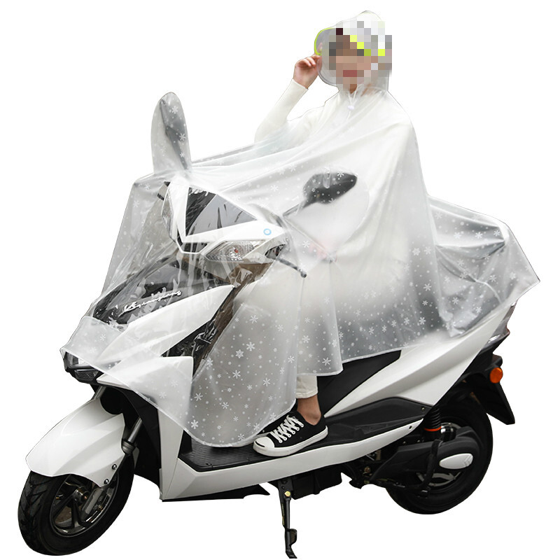 电动摩托自行车雨衣单人雨披户外骑行男女士时尚透明加白色雪花白单人