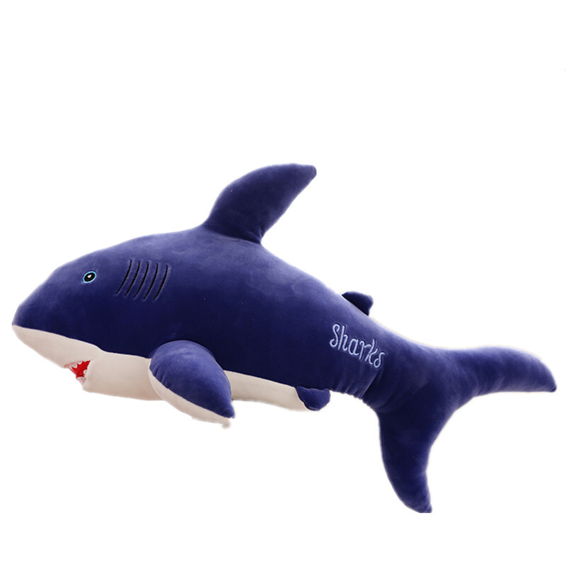 大号公仔毛绒玩具大白鲨海豚鲸鱼抱枕靠垫玩偶布娃娃创意礼物灰色灰色鲨鱼羽绒棉