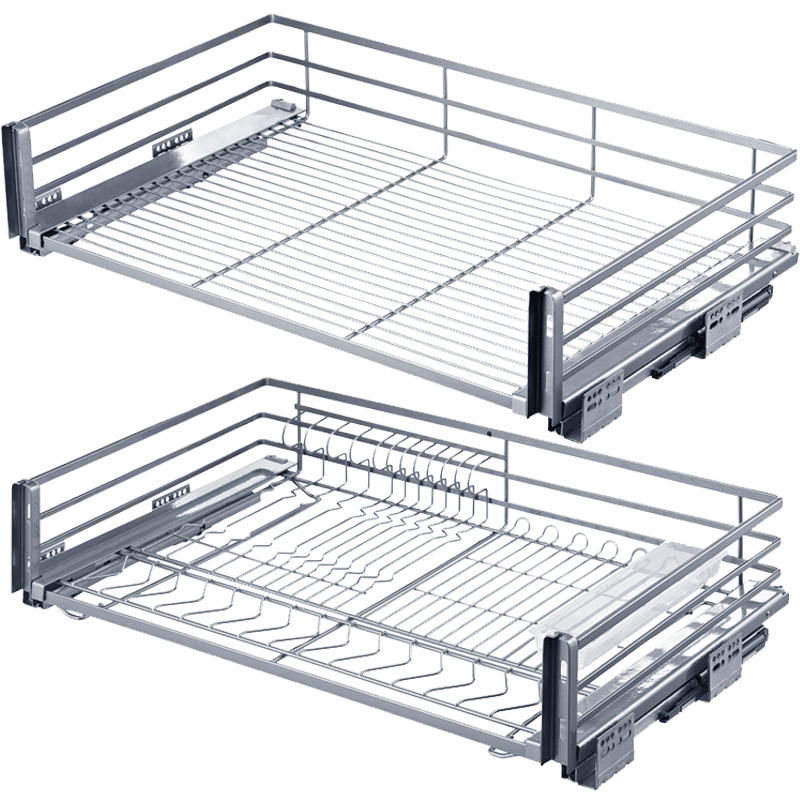 舒美特厨具(SUPERTE) 厨房拉篮碗碟篮 不锈钢橱柜拉篮 平篮双层调味篮 纳米干镀加厚环保烤漆拉篮
