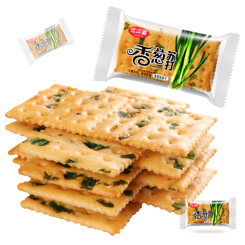 优麦嘉香葱苏打咸味饼干250g散装零食饼干