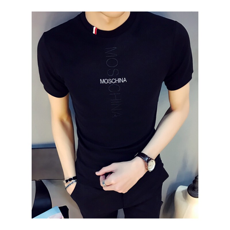 短袖男T恤高领2018款韩版潮修身中领领紧身上衣