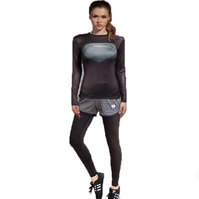 秋冬新款瑜伽服 健身服女速干套装 运动套装女跑步衣显瘦长袖+假两件套装