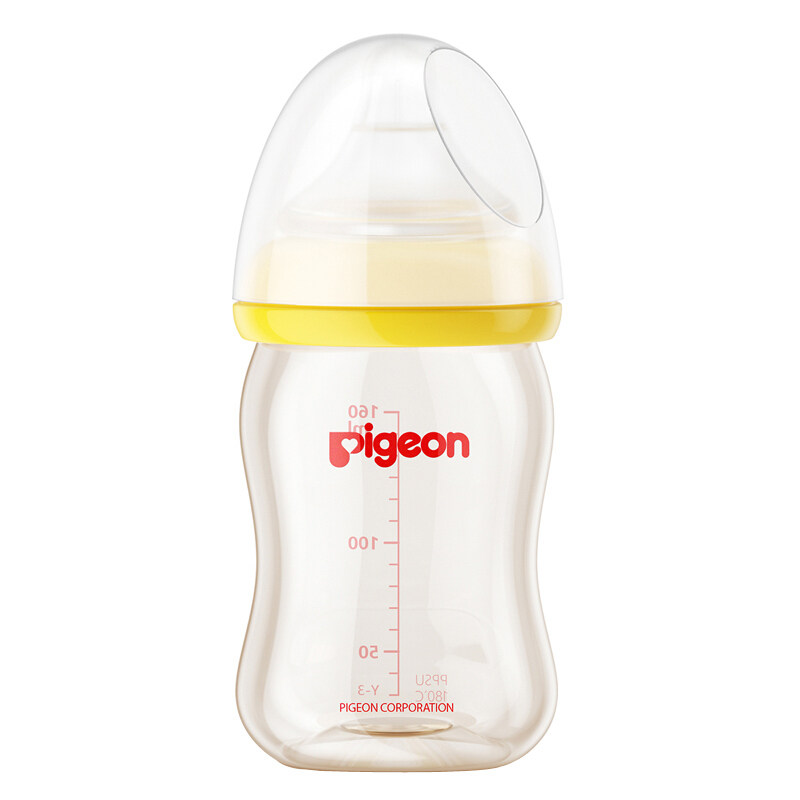贝亲(Pigeon)宽口径PPSU塑料奶瓶 婴儿奶瓶 AA77黄色160m SS号奶嘴