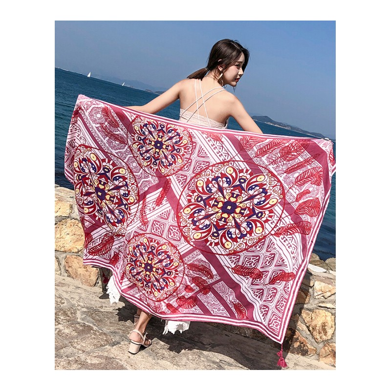 2018夏季棉麻民族风旅游海边度假防晒围巾披肩丝巾沙滩巾女