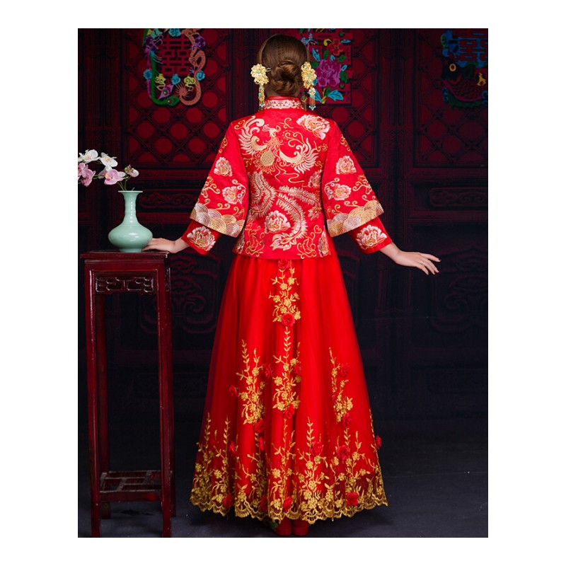 秀禾服新娘2018新款旗袍婚服红色中式复古中国风敬酒服礼服女婚纱