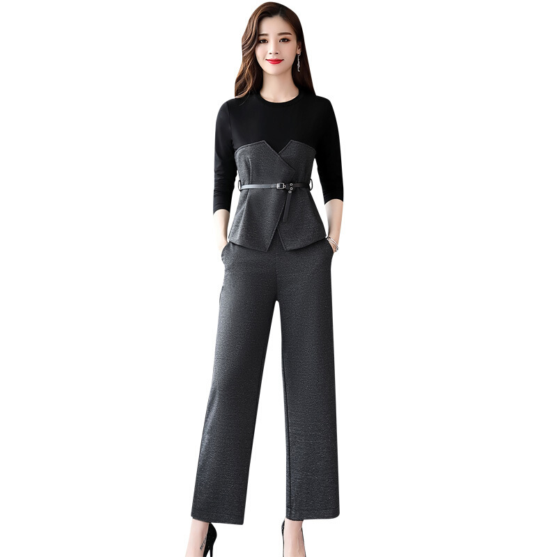 时尚休闲套装2018秋季新款女装韩版修身显瘦长裤套装韩版两件套