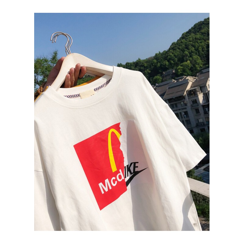 韩版T恤男夏装短袖圆领创意印花半袖潮流学生情侣装宽松休闲上衣