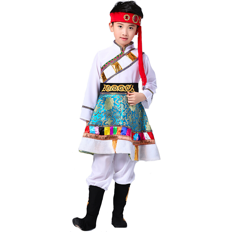 儿童少数民族服装男儿童蒙古服演出服藏族演出服舞蹈服幼儿表演服jyl