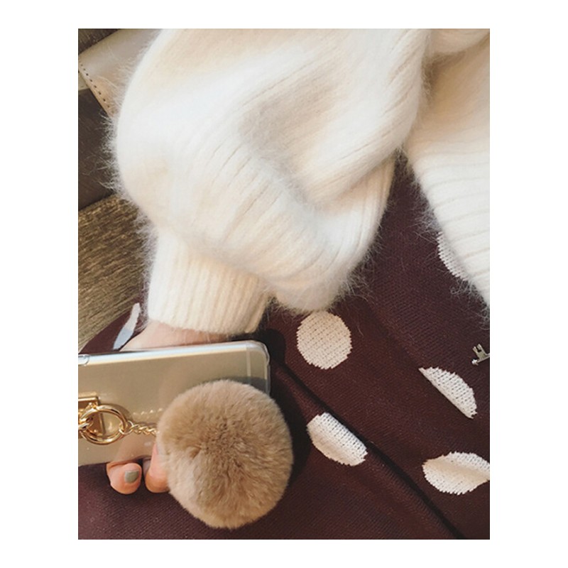 毛衣女士2017秋冬季宽松加厚半高领灯笼袖原宿貂绒兔毛白色套头外套女潮