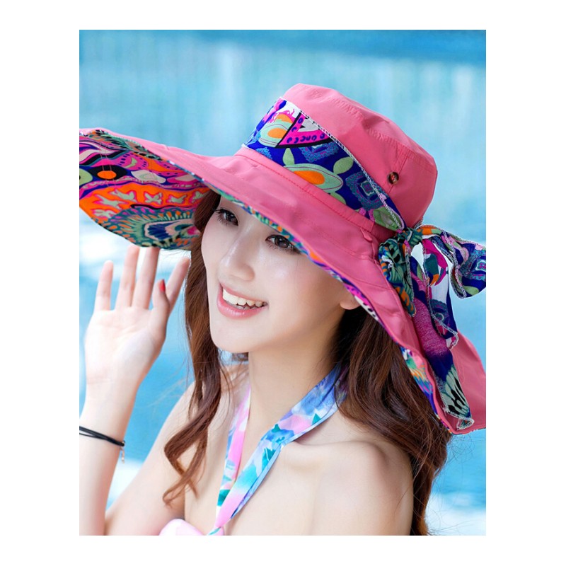 沙滩帽女夏季2017新款韩版春夏天海边防晒大沿可折叠遮阳帽太阳帽防紫外线帽子