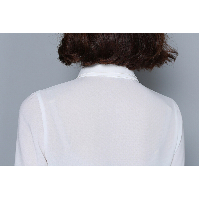 中袖雪纺衫女2018夏季新款职业衬衫打底女装半袖内搭衫衣百搭上衣白色白色中袖