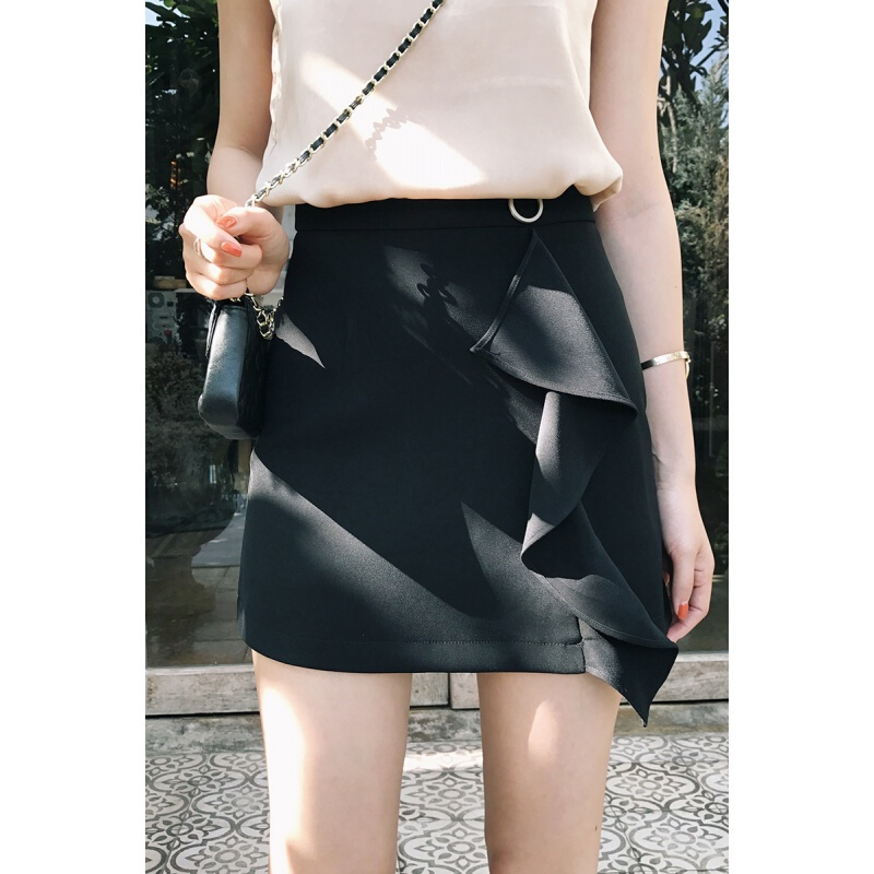 高腰半身裙女新款2017韩版修身显瘦百搭包臀裙短裙潮白色