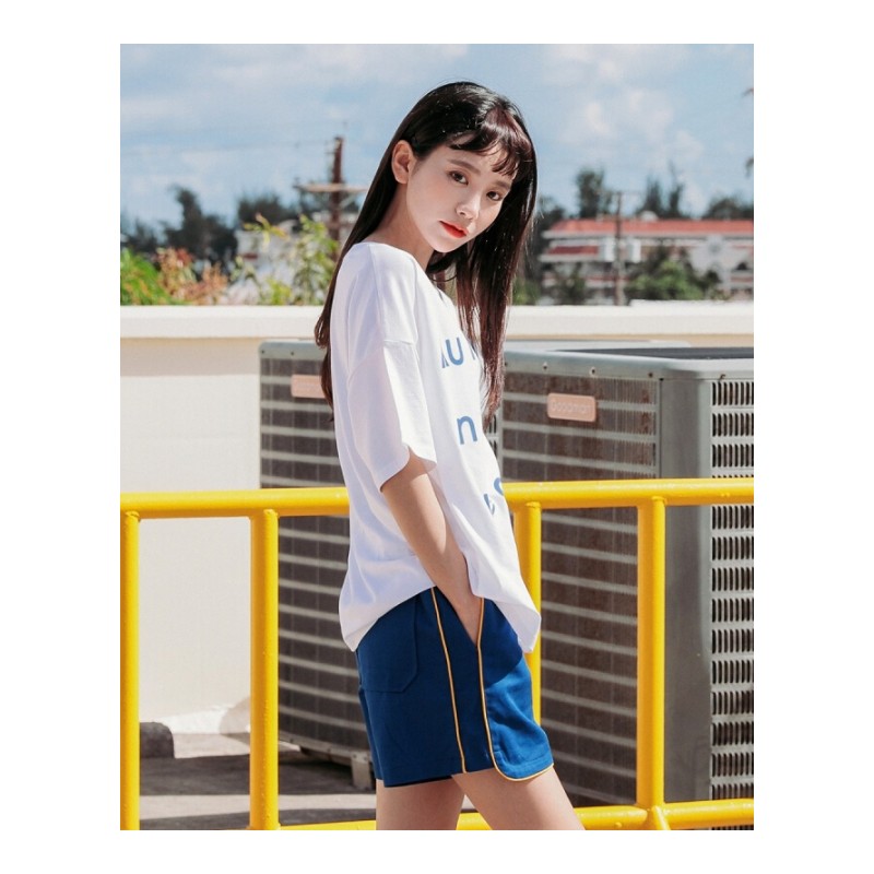 2018夏装新款中长款字母宽松短袖T恤女夏季韩版学生百搭韩范上衣白色