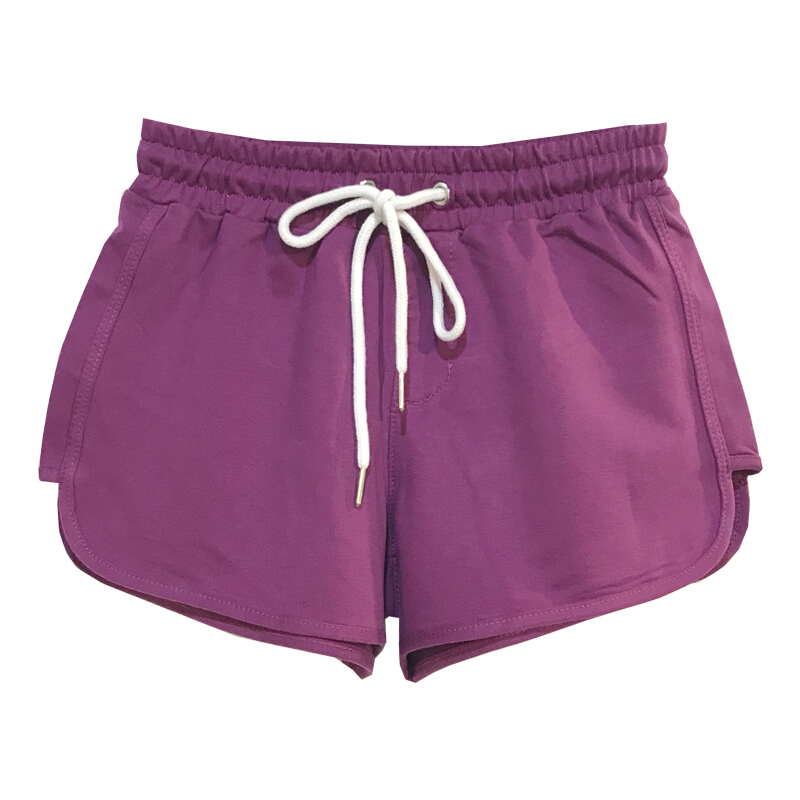 紫色裤子女夏季运动裤刺绣a字短裤高腰军绿色阔腿裤宽松休闲热裤