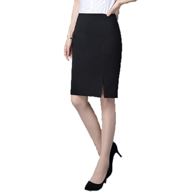 一步裙2018新女夏季中长款黑色高腰包臀裙工作裙子职业半身裙弹力