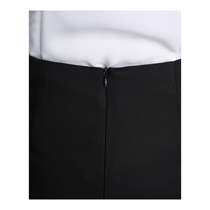2018夏季新款职业西装裙子黑色半身裙工作群中长款包臀工装一步裙黑色可系腰带开叉