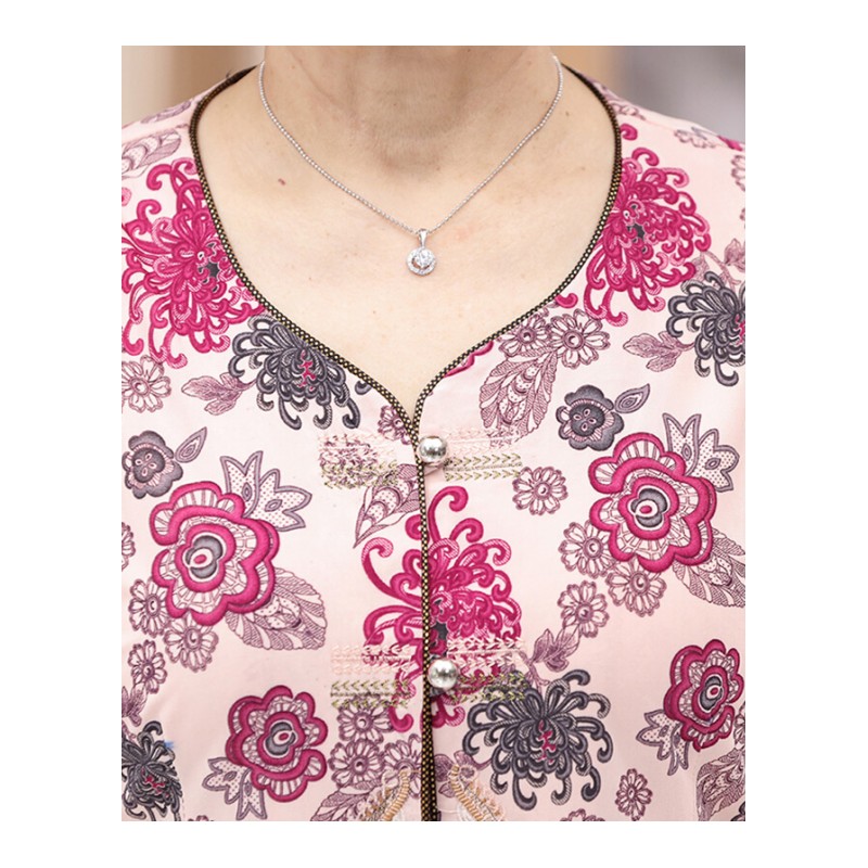 中老年女装夏装衬衫607080岁老人衣服奶奶装套装妈妈两件套短袖薄