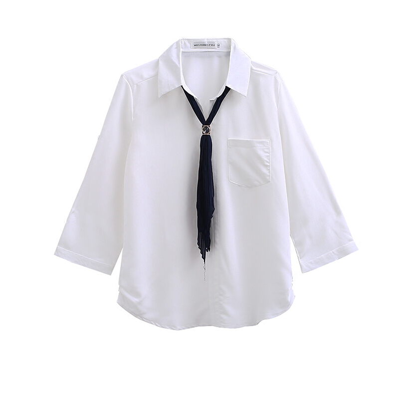 夏装2018新款ol女装韩版职业宽松雪纺衫衬衫白色短袖韩范衬衣上衣白色