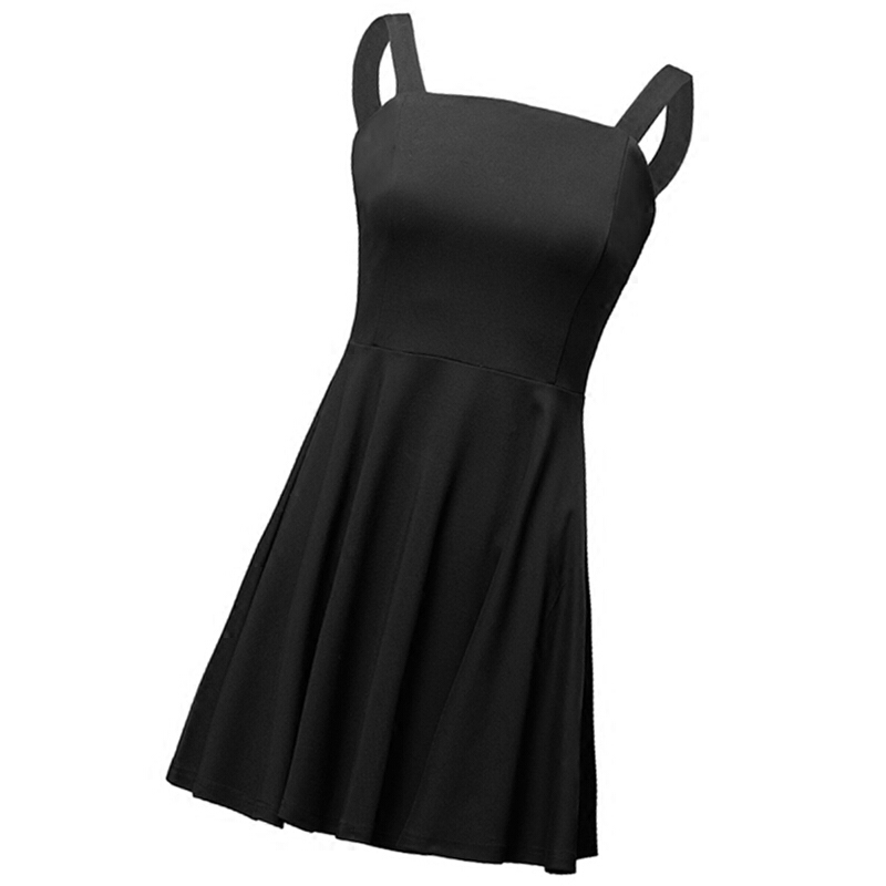 2018新款夏季女装收腰显瘦修身黑色礼服短款裙子带连衣裙小黑裙